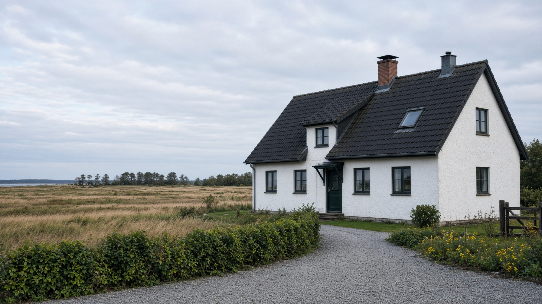 Weißes Haus an der schleswig-holsteinischen Marsch